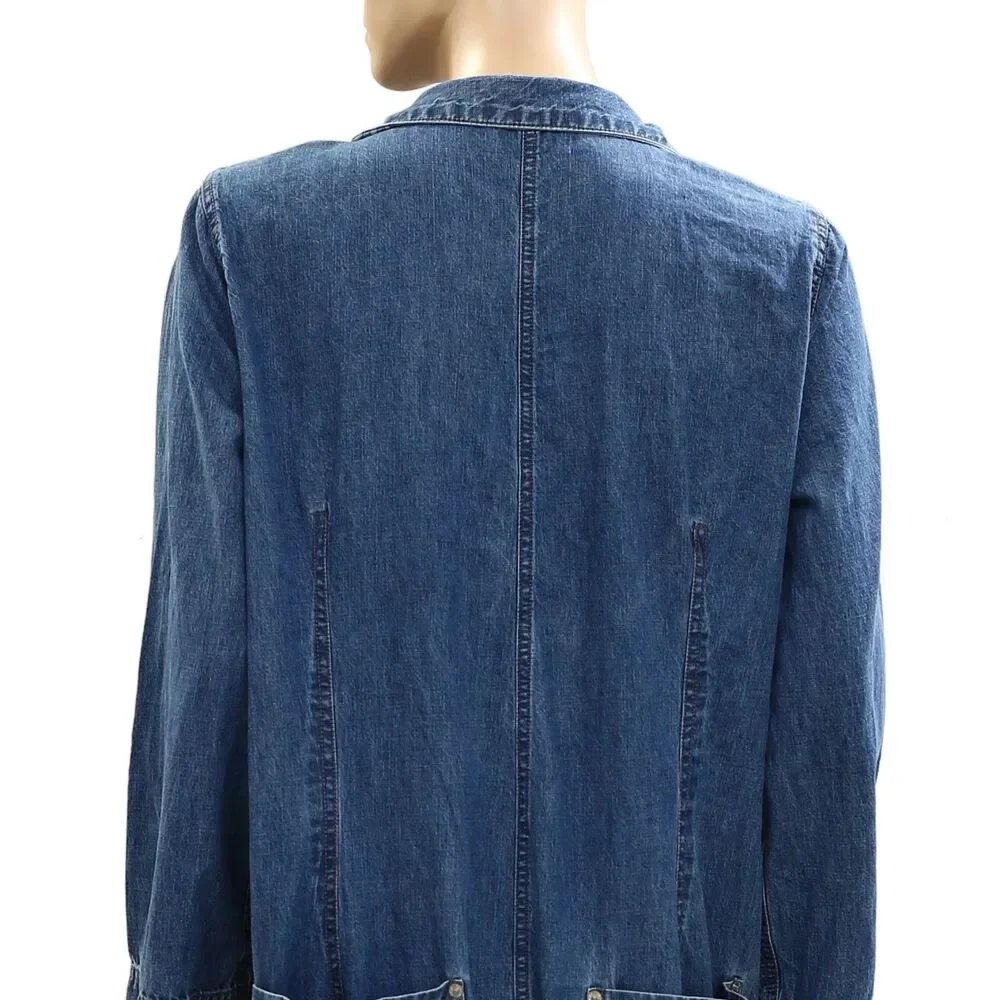 Free People We The Free Margarita Jumpsuit Utility Rigid Denim Wide Leg S 288857